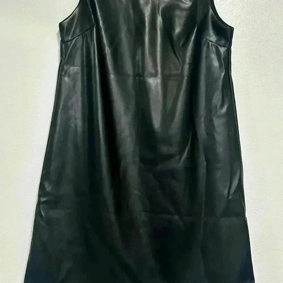 Forcynthia Sleeveless Feather Trim PU Mini Dress size S - Picture 3 of 8